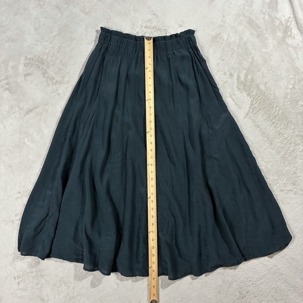 MM Lafleur 100% Silk Midi Maxi Skirt Forest Green Womens M Quiet Luxury Poetcore - Picture 5 of 6